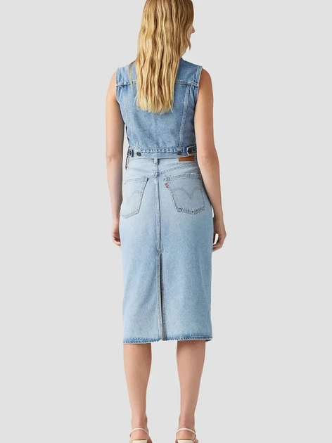 Spódnica damska jeansowa midi z wysokim stanem Levi`s Hr Back Slit Skirt 001VH-0001 28 Błękitna (5401157932285) - obraz 4