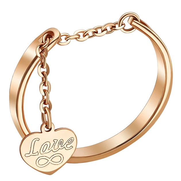 Золотое женское кольцо с цепочкой и сердечком-подвеской Love 16.5 р, 585 проба (300472) - Фото 1 Золотое женское кольцо с цепочкой и сердечком-подвеской Love 16.5 р, 585 проба (300472) - изображение 1