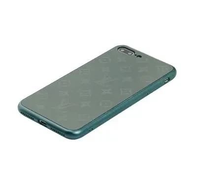 Чехол стеклянный Glass Case Louis Vuitton Луи Витон для iPhone 8 Plus (04) Pine green зеленый - изображение 2