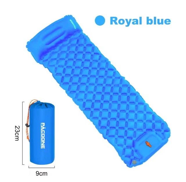 Коврик надувной туристический (матрас) Pacoone с подушкой и встроенным насосом Royal Blue Голубой - изображение 2