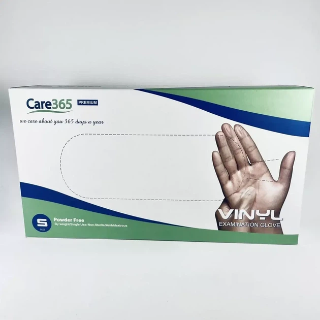 Перчатки виниловые Care365 размер S - Фото 1 Перчатки виниловые Care365 размер S - изображение 1