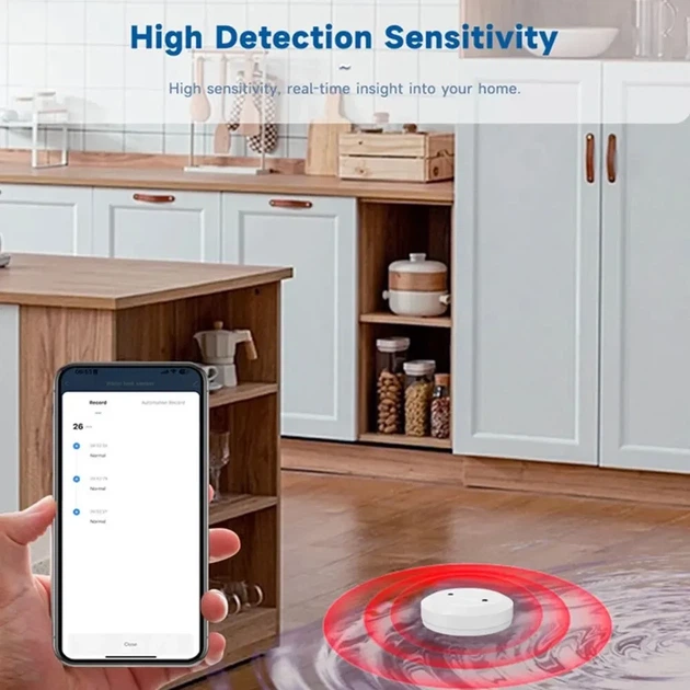 Датчик утечки воды ZigBee Детектор затопления Tuya - Фото 2 Датчик утечки воды ZigBee Детектор затопления Tuya - изображение 2