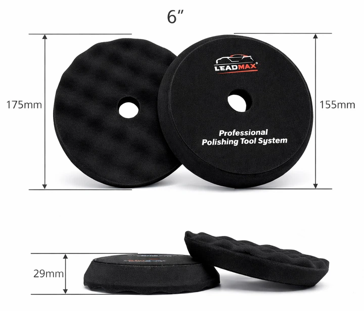 Полировальный круг Leadmax 6" 150 мм PPI80 ультрамягкий волнистый Wave Bevel Edge для полировки автомобилей Черный (F010BH-6) - изображение 2