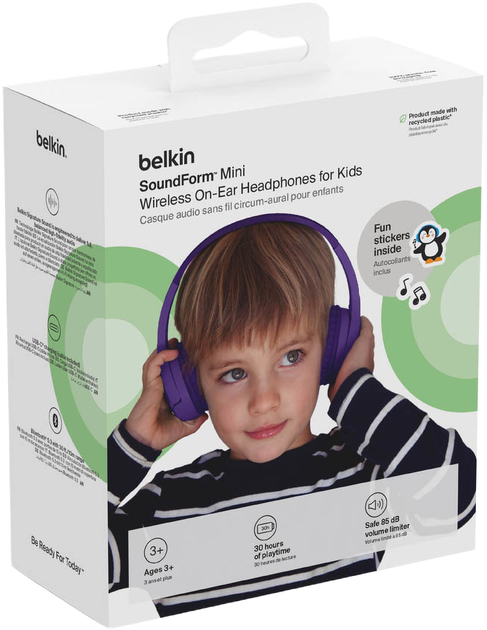 Навушники Belkin Wireless On-Ear for Kids Purple (AUD002HQPUV3) - зображення 2