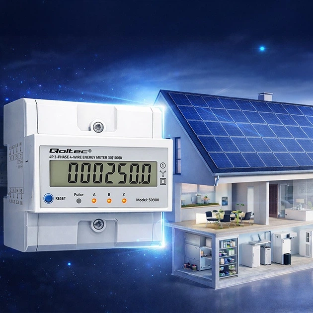 Лічильник електроенергії Qoltec трифазний зі скиданням 400 В 100 А LED для DIN-рейки (5901878509808) - зображення 13
