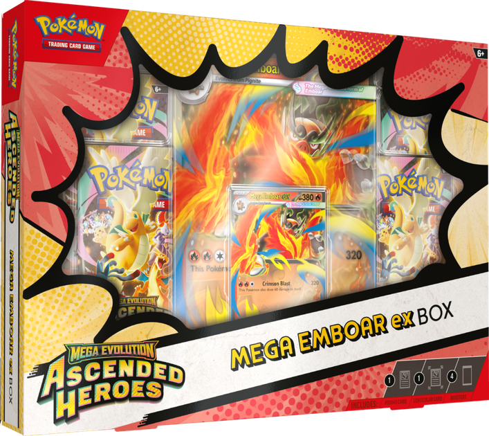 Набір карток Pokemon TCG: Mega Evolution - Ascended Heroes - Mega Emboar ex Box (196214132092) - зображення 2