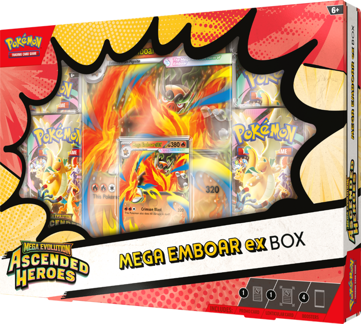 Набір карток Pokemon TCG: Mega Evolution - Ascended Heroes - Mega Emboar ex Box (196214132092) - зображення 3