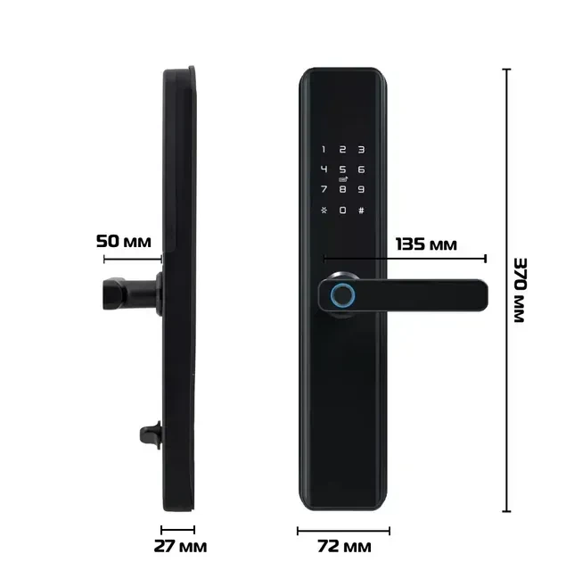Умный дверной замок с отпечатком пальца, USB, Bluetooth, TUYA биометрический цифровой без ключа. Черный. - изображение 6