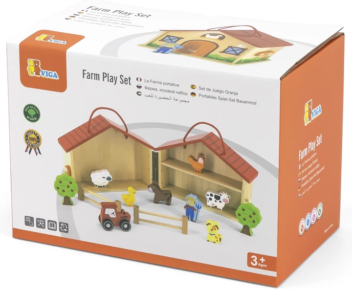 Ігровий набір Viga Дерев'яна ферма у валізі (6934510516185) - зображення 7