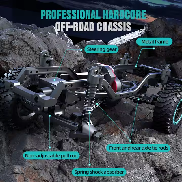 Радіокерована машинка ZLL SG206 PRO 1:20 4WD на пульті керування до 40 км/год, RC позашляховик, щітковий двигун, LED, металевий привід - зображення 5