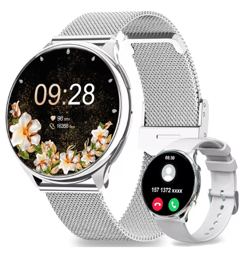 Женские смарт-часы Smart G35 Silvery умные с двумя ремешками и функцией ответа на звонки - Фото 1 Женские смарт-часы Smart G35 Silvery умные с двумя ремешками и функцией ответа на звонки - изображение 1