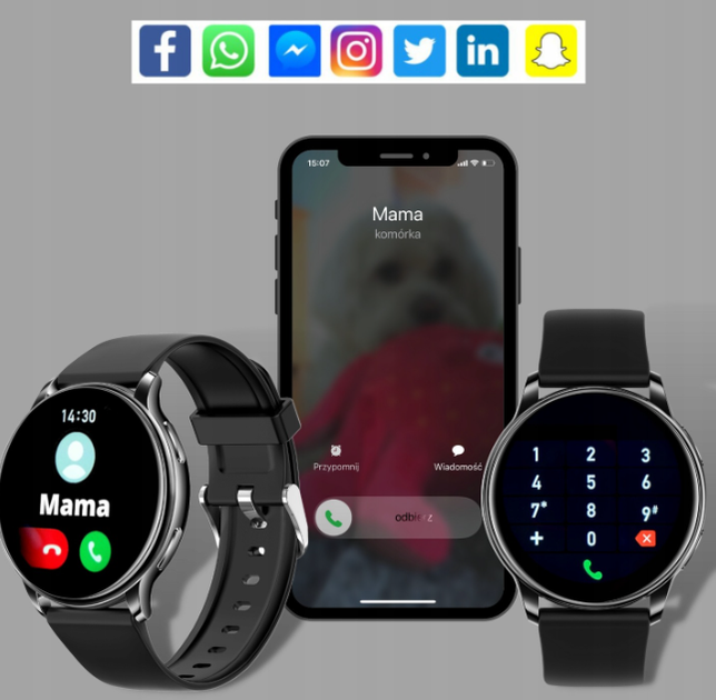 Смарт часы женские Uwatch Smart G35 с черным ремешком для спорта и фитнеса - Фото 5 Смарт часы женские Uwatch Smart G35 с черным ремешком для спорта и фитнеса - изображение 5