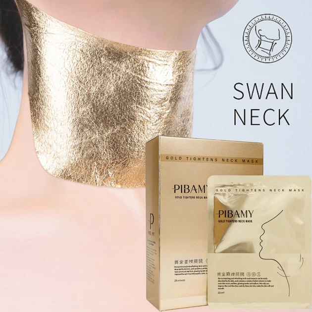 Набір омолоджувальних масок для шиї Pibamy Gold Tightens Neck Mask для ліфтингу та пружності шкіри 10 шт - изображение 2
