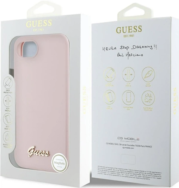 Панель Guess Silicone Script Metal Logo MagSafe для Apple iPhone 16e /17e Pink (3666339454081) - зображення 3
