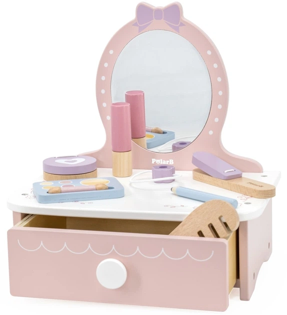 Дерев'яний туалетний столик Viga PolarB з іграшковими аксесуарами (6971608442711) - зображення 2