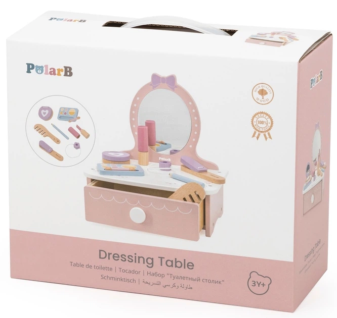 Дерев'яний туалетний столик Viga PolarB з іграшковими аксесуарами (6971608442711) - зображення 6