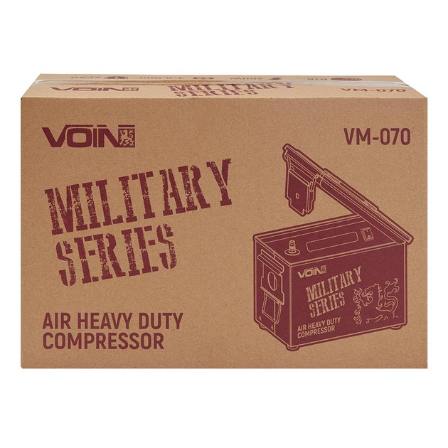 Компресор автомобільний VOIN VM-070 "MILITARY SERIES" 10Атм/25A/90л/клеми - Фото 5 Компресор автомобільний VOIN VM-070 "MILITARY SERIES" 10Атм/25A/90л/клеми - зображення 5