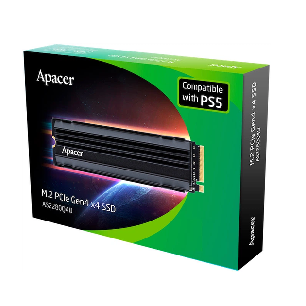 Накопичувач SSD M.2 Apacer AS2280Q4U5 (For PS5) 4TB 2280 PCIe 4.0x4 NVMe 3D Nand Read/Write: 7400/6800 MB/sec - изображение 2
