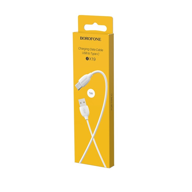 Кабель BOROFONE BX19 USB для Type-C 3A, 1m, PVC, TPE connectors, білий - Фото 3 Кабель BOROFONE BX19 USB для Type-C 3A, 1m, PVC, TPE connectors, білий - зображення 3