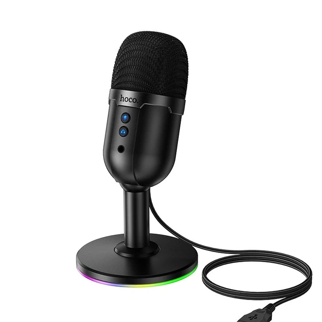 Мікрофон провідний настільний Hoco L25 right USB desktop microphone Black - изображение 3