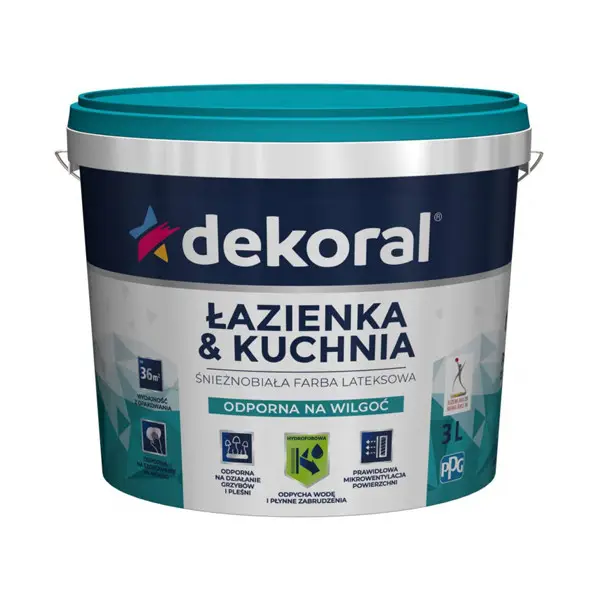 Краска латексная влагостойкая DEKORAL MALEINAK LAZIENKA & KUCHNIA 3л - Фото 1 Краска латексная влагостойкая DEKORAL MALEINAK LAZIENKA & KUCHNIA 3л - изображение 1