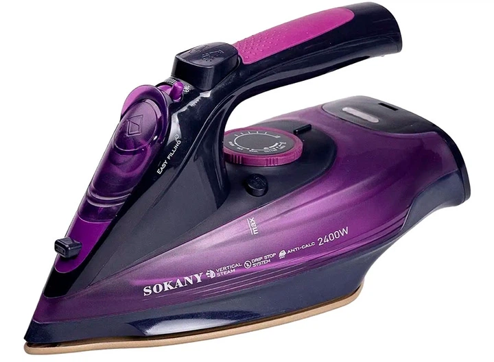 Утюг SOKANY AJ-2085 Purple беспроводной с керамической подошвой 2400 Вт (107-80-HP-UR-2) - Фото 1 Утюг SOKANY AJ-2085 Purple беспроводной с керамической подошвой 2400 Вт (107-80-HP-UR-2) - изображение 1