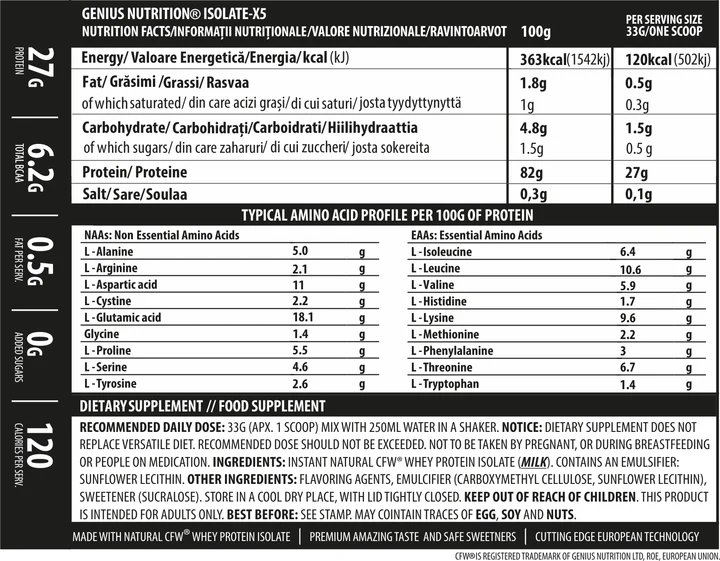 Протеїн ізолят Genius Nutrition Isolate-X5, 2000 г., Банан арахіс - зображення 2