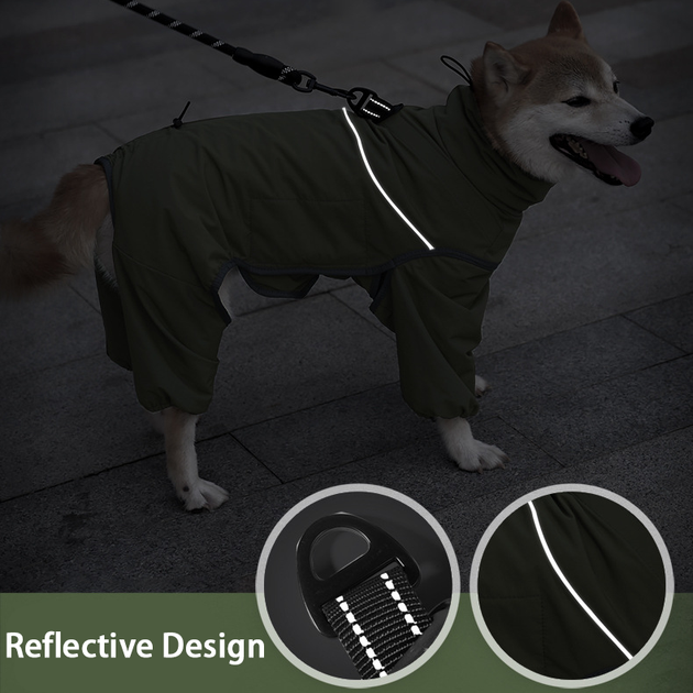 Зимовий водонепроникний комбінезон для собак Wan Talk Four-legged Reflective Jacket, Army Green, S - зображення 3