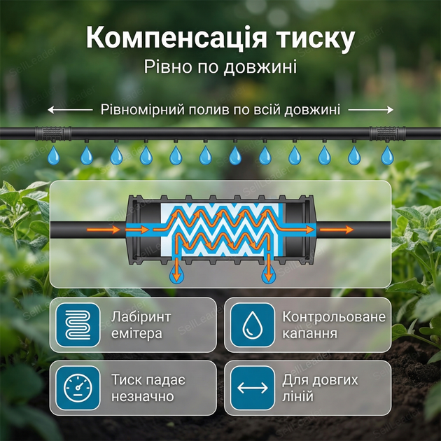 Трубка Ø 16мм 100м для капельного полива теплиц грядок газона расстояние между эмитерами 33см расход 2,5 л/ч - изображение 6
