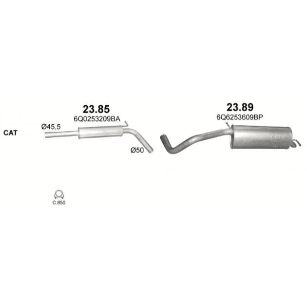 Глушитель Seat Ibiza 1.6i / Skoda Fabia / Volkswagen Polo Polmostrow (23.89) (852389) - Фото 2 Глушитель Seat Ibiza 1.6i / Skoda Fabia / Volkswagen Polo Polmostrow (23.89) (852389) - изображение 2