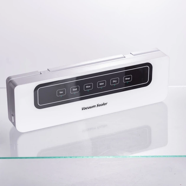 Вакууматор Yiwu HP-11-18 белый бытовой вакуумный упаковщик для сухих и влажных продуктов 120 Вт с набором пакетов 10 шт (124-107-HP-11-18) - Фото 6 Вакууматор Yiwu HP-11-18 белый бытовой вакуумный упаковщик для сухих и влажных продуктов 120 Вт с набором пакетов 10 шт (124-107-HP-11-18) - изображение 6