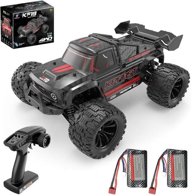 Радиоуправляемая машинка KF18 1:14 4WD до 55 км/ч, RC монстр-трак, внедорожник на пульте, вездеход, полный привод, 2 аккумулятора, автомобиль для бездорожья - изображение 2