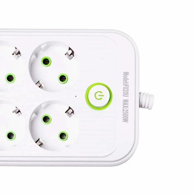 Мережевий фільтр подовжувач 8 розеток 4.7 м 3 USB 1 Type-C 2500 Вт чорний F20U - зображення 4