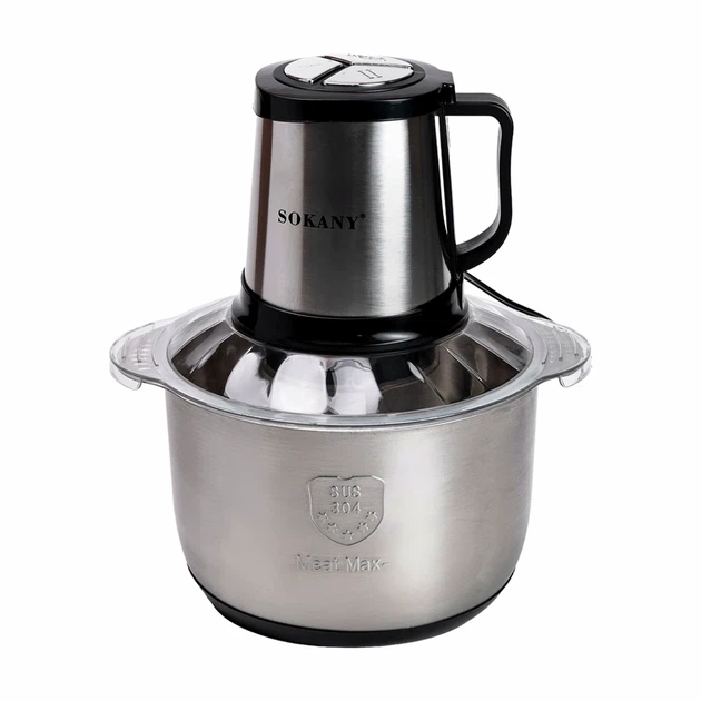 Чоппер Sokany SK-7015 800 Вт 3,9л нержавеющая сталь для измельчения мяса овощей фруктов серый - изображение 2