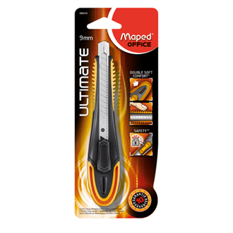 Ніж канцелярський 9мм MAPED ULTIMATE MP086410, пласт.корпус, мех.фіксатор /MP.086410/ - зображення 2