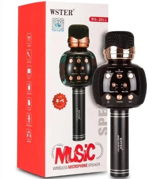 Беспроводной караоке микрофон Wster WS-2911 5 тембров голоса Bluetooth AUX - изображение 2