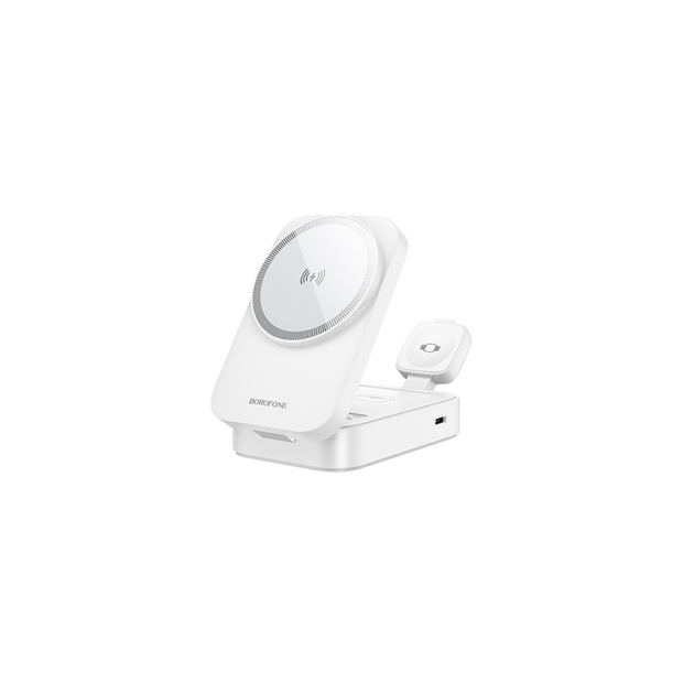 Бездротовий зарядний пристрій Borofone BQ38 3-in-1 For iWatch, 15W, Білий - зображення 3