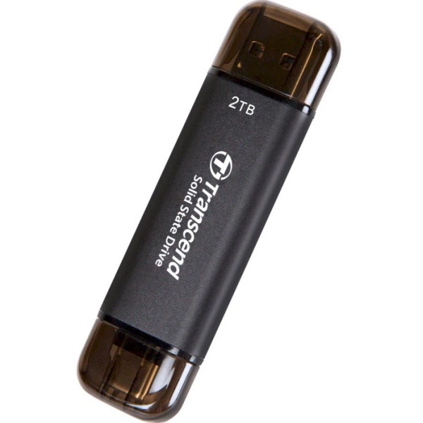 Портативний SSD Transcend 2TB USB 3.1 Gen 2 Type-A + Type-C ESD310 Чорний - изображение 3