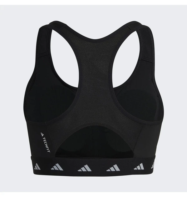 Спортивний жіночий топ Powerreact Training Medium-Support Techfit Bra для фітнесу та занять спортом чорного кольору Розімір XS - зображення 4