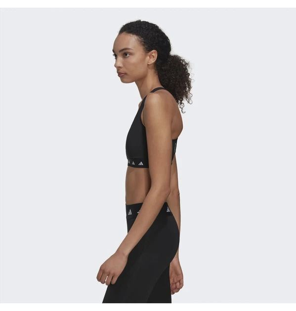 Спортивний жіночий топ Powerreact Training Medium-Support Techfit Bra для фітнесу та занять спортом чорного кольору Розімір XS - зображення 7