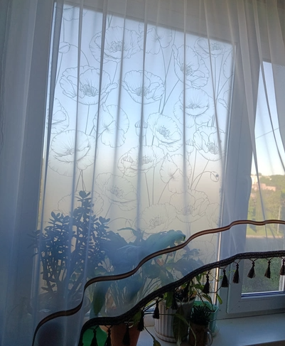 Матова захисна плівка на скло вікно Великі маки ПВХ під піскоструй 4 пог.м 100х400см захист вікон Happy Pocket - Фото 2 Матова захисна плівка на скло вікно Великі маки ПВХ під піскоструй 4 пог.м 100х400см захист вікон Happy Pocket - зображення 2