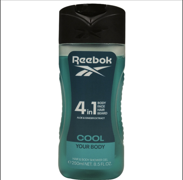 Гель Reebok Man 4-в-1 250 мл, охлаждающий, для тела, волос, лица и бритья - Фото 1 Гель Reebok Man 4-в-1 250 мл, охлаждающий, для тела, волос, лица и бритья - изображение 1