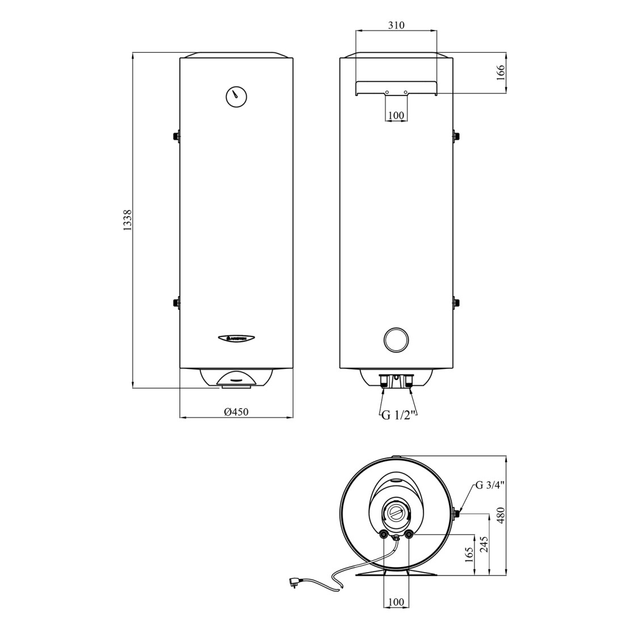 Водонагреватель Ariston PRO1 R 150 VTS EVO EU с мокрым ТЭНом 3060650 - изображение 2
