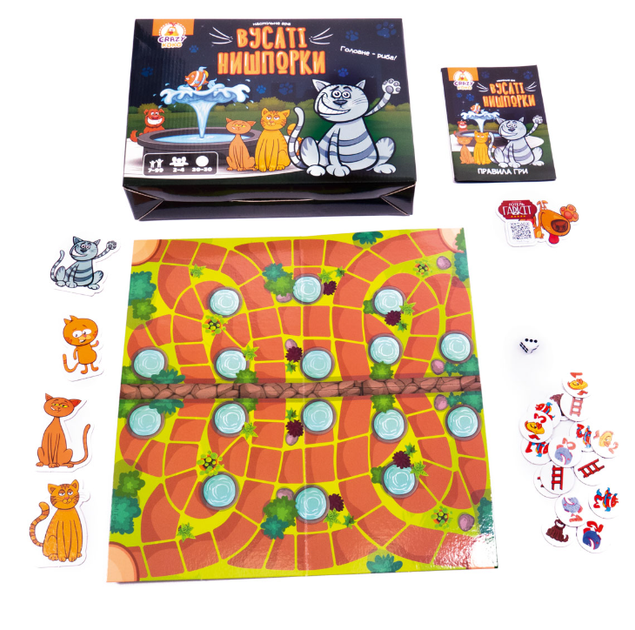 Настольная игра-ходилка Усатые шарфы Vladi Toys VT8055-44, маршрутная игра для детей о котах и рыбе в коробке - изображение 2