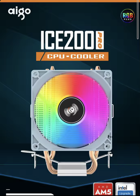 Кулер процесора Aigo ICE200PRO 95 Вт Intel / AMD з RGB підсвіткою s1700, 1200, AM5,AM4 - зображення 7