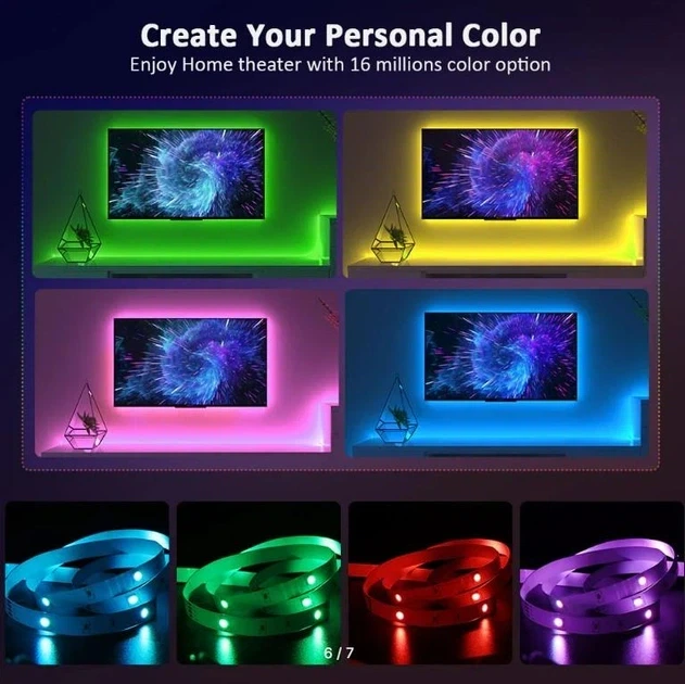 Світлодіодна стрічка RGB для телевізора USB 3 м Різнокольоровий - зображення 7