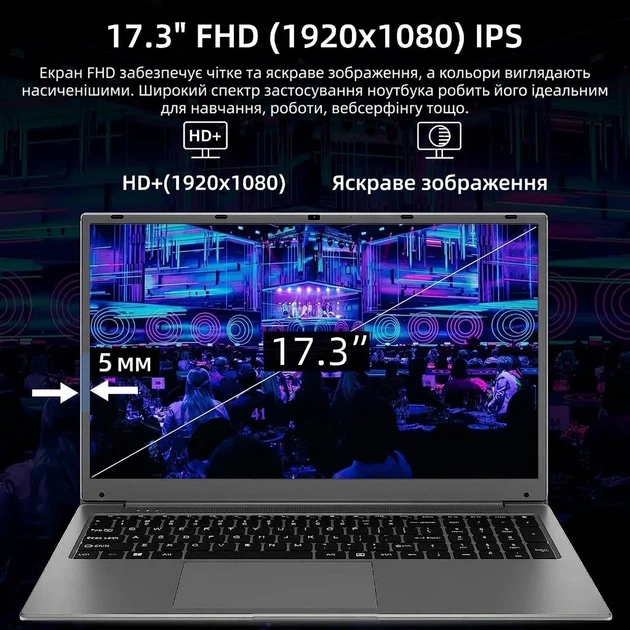 Ноутбук 17.3" SGIN X17 Intel Celeron N5095 RAM 24GB eMMC 1TB Windows 11 (UKR) Б/В - изображение 4