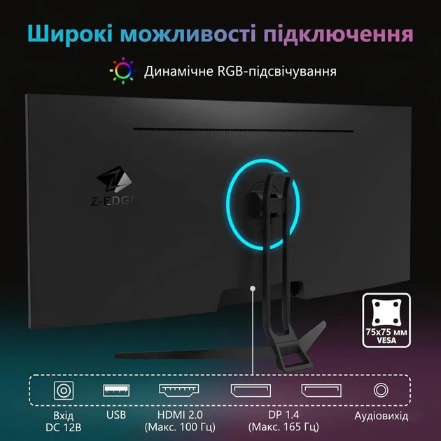 Монитор 34" Z-Edge UG34W 2K IPS 165 Гц Б/В - изображение 7