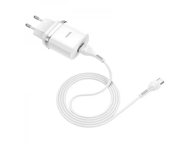Мережевий зарядний пристрій Hoco C12Q Smart QC3.0 + USB Type-C White (6931474716309) - изображение 2