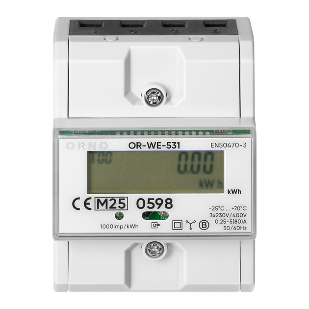 Счетчик электроэнергии 3F 80A OR-WE-531 3 модуля DIN-рейка TH-35 - изображение 3